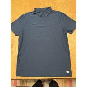 Vuori Strato Tech Polo Shirt Navy Blue Heather Men's Medium Measurements